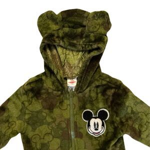 Mickey Mouse Fleece Hooded Jacket with Ear Size 4T Zip-Up Camouflage Disney Jr.